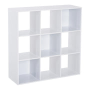 Libreria Bianca per Casa e Ufficio, Scaffale dal Design Moderno con 9 Scomparti in Legno, 91x29.5x91cm