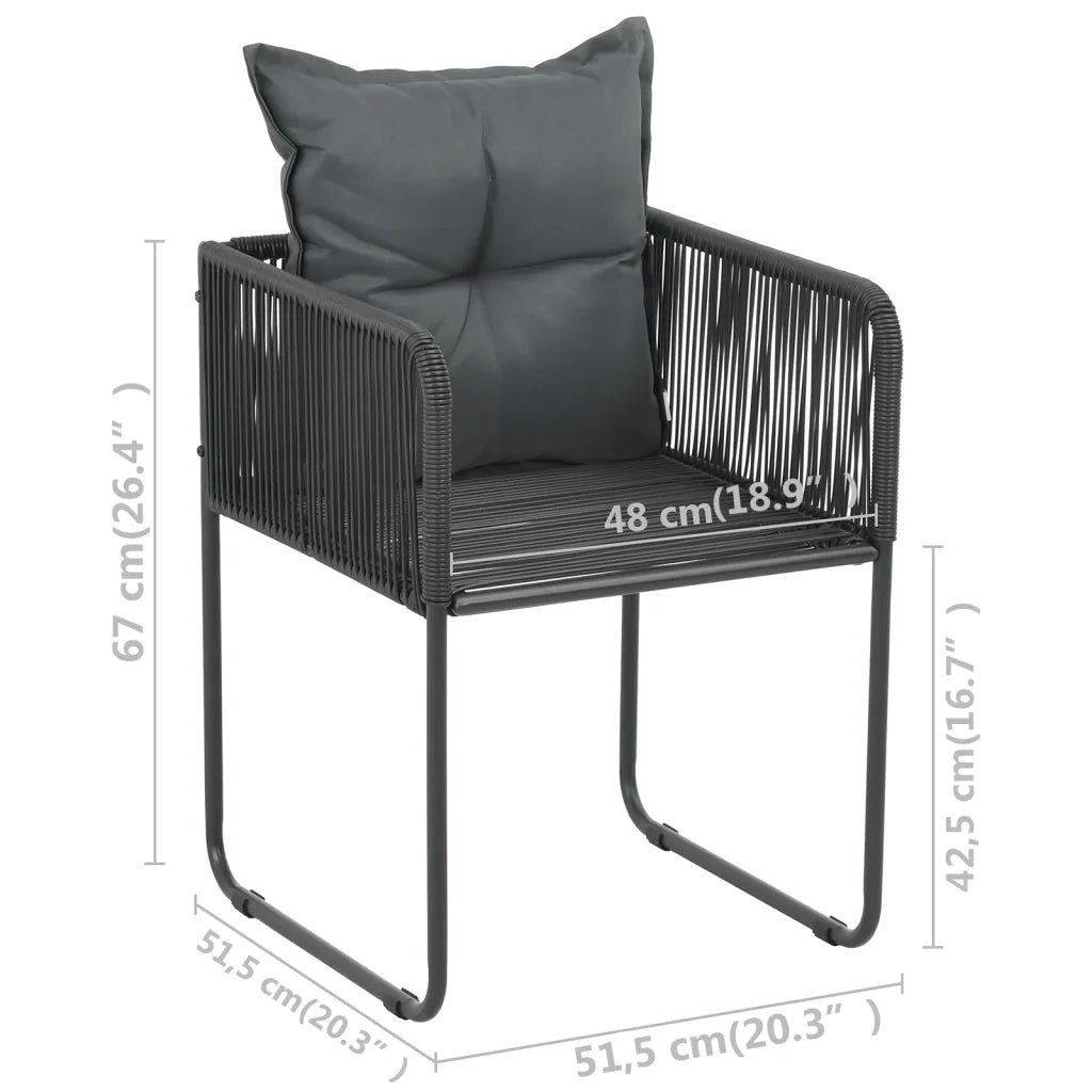 Sedie da Esterni 6 pz con Cuscini in Polyrattan Nere cod mxl 14768
