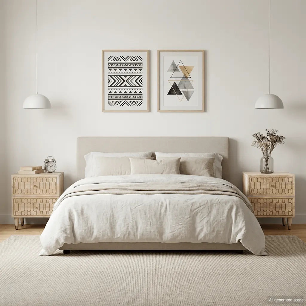 Comodini 2pz 40x33x46 cm in Legno Massello di Mango 358247