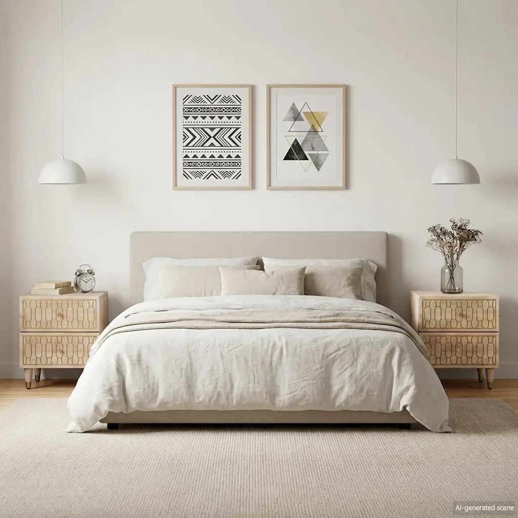 Comodini 2pz 40x33x46 cm in Legno Massello di Mango 358247