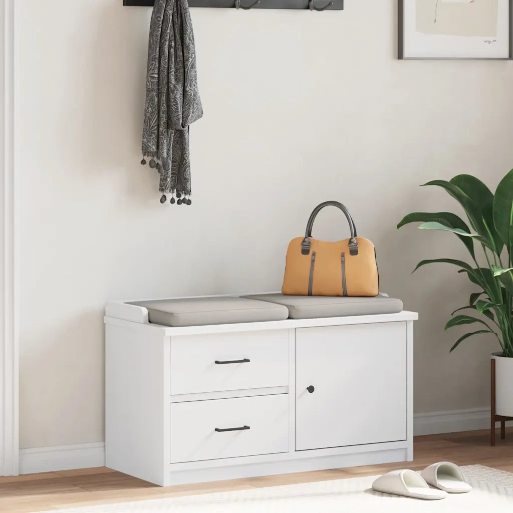Panca da Corridoio SANDNES Bianca 87x40x50 cm in Legno di Pino