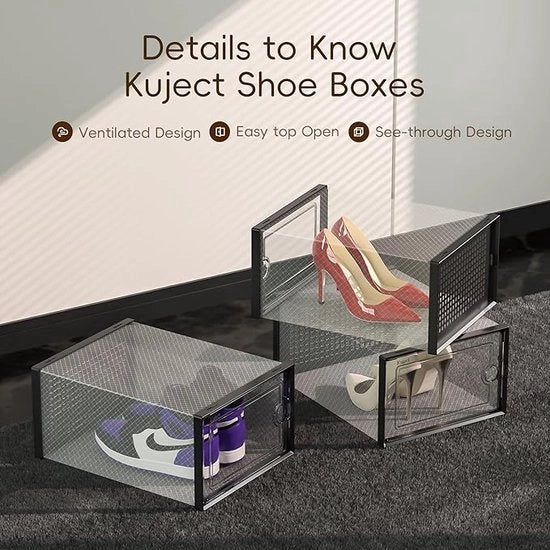 Organizzatore di scarpe grande, cassetti per scarpe trasparenti con coperchi, contenitori per sneaker stivalebili, sostituzione ideale per il ripiano per scarpe, risparmia spazio per l'ingresso