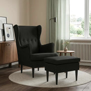 Poltrona con Ottomano 2 pz Nero Tessuto 3418833