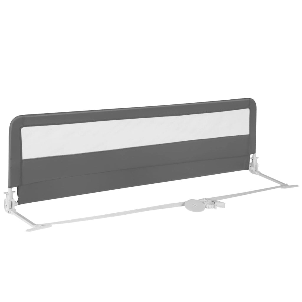 Barriera letto per bambini di 180 cm con rete traspirante, Sponda di sicurezza pieghevole con barra metallica Grigio-Barriere letto