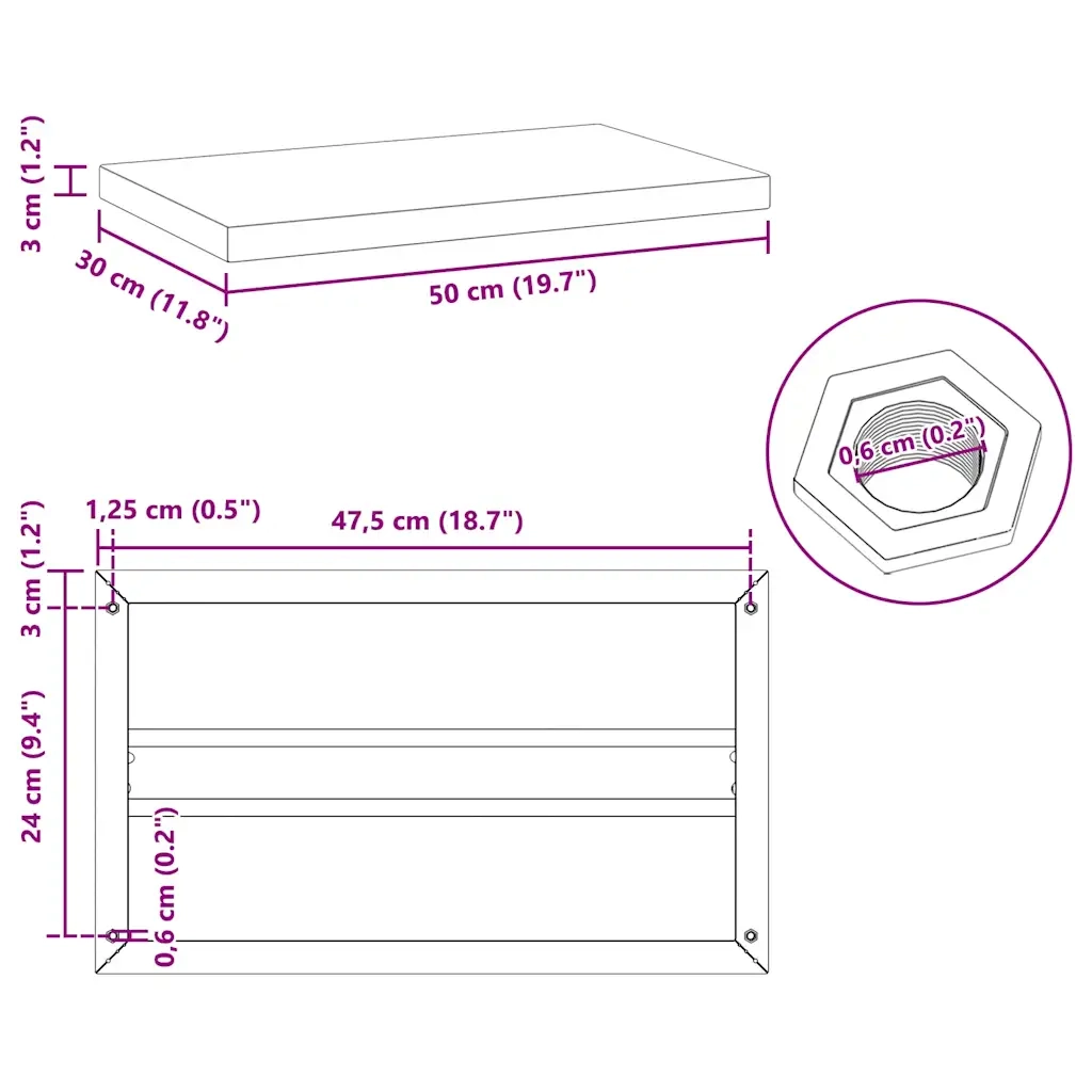 Mensole a Muro 2 pz 50x30x3 cm Argento in Acciaio Inossidabile