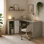 Linare, Scrivania Modulabile, 122x120x75h cm Grigio Cemento