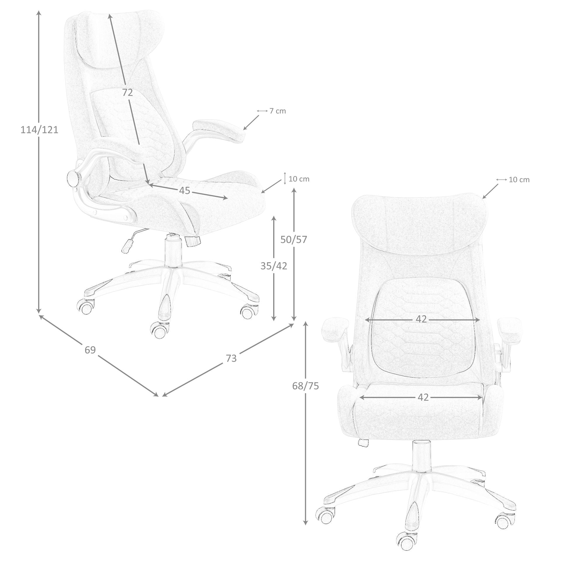 Sedia girevole da ufficio in tessuto grigio