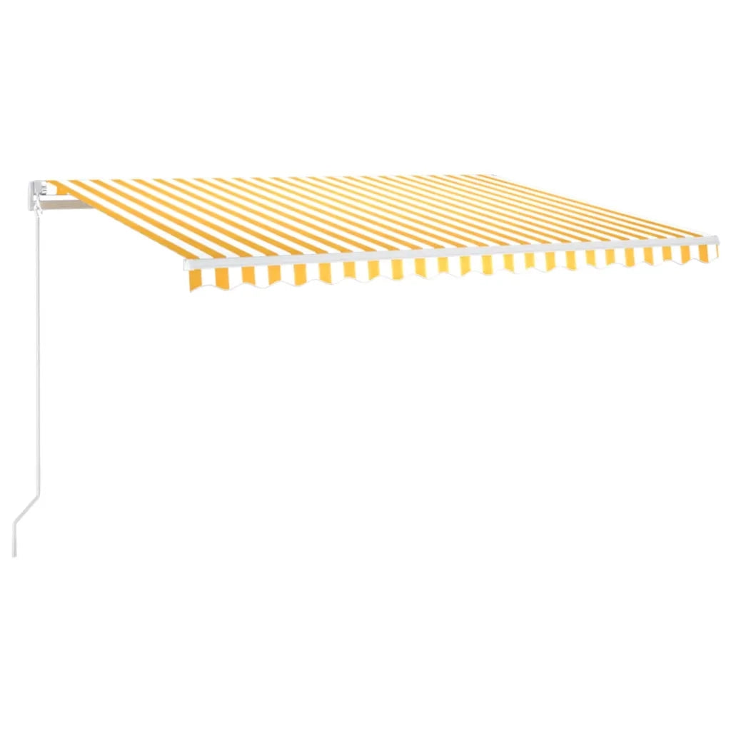 Tenda da Sole Retrattile Manuale LED 450x350 cm Giallo Bianco 3069003
