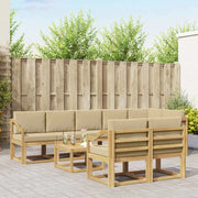 Set di divani da esterno 9 pcs Bianco e Beige Poliestere 3387857