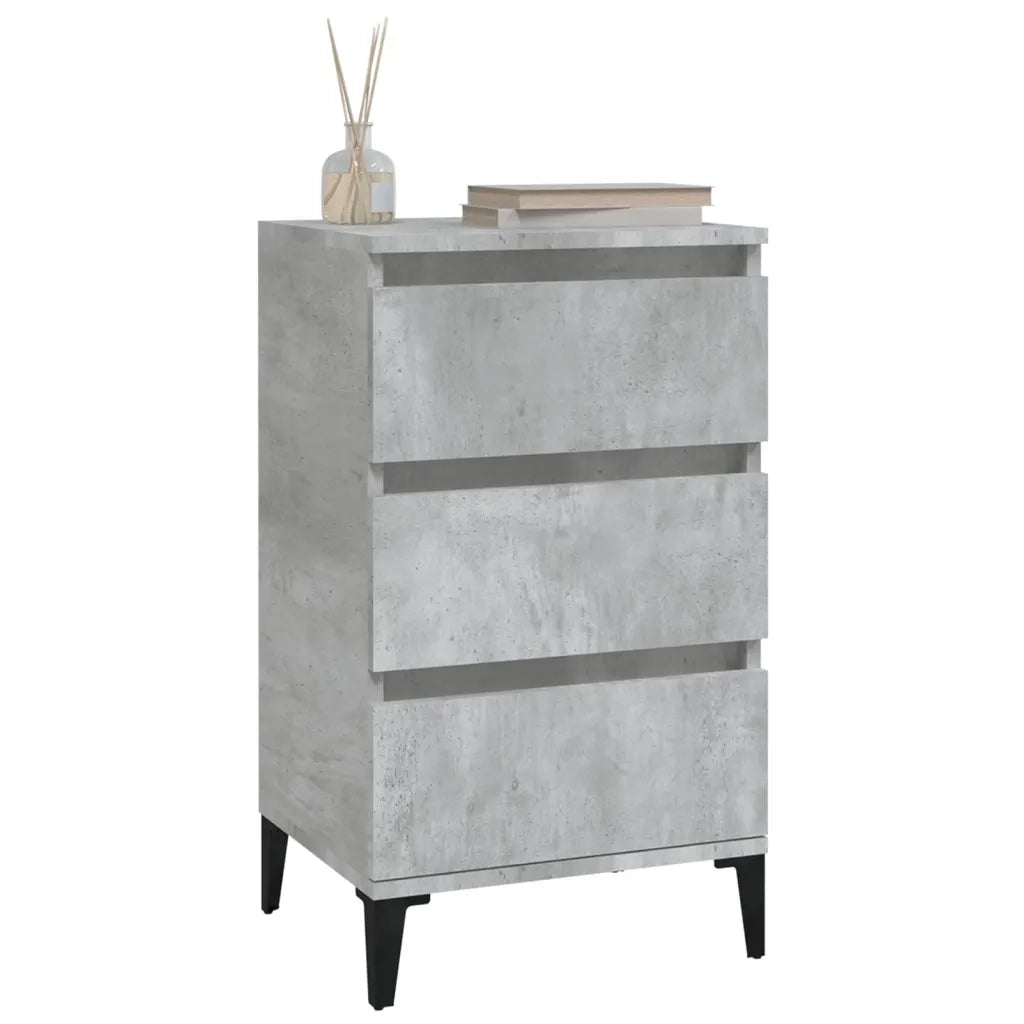 Comodino Grigio Cemento 40x35x70 cm in Legno Multistrato 819672