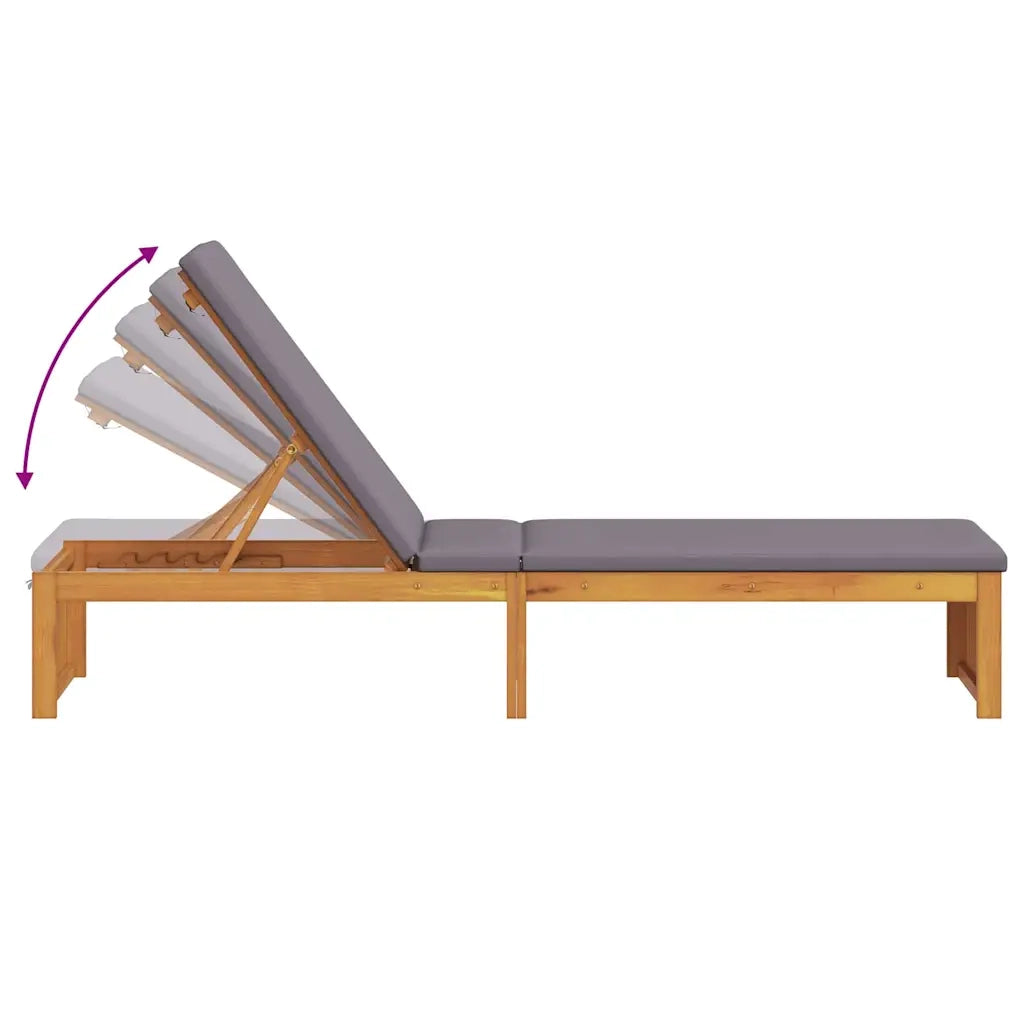 Lettino da sole con cuscino Olio Naturale 200 x 55 x 94 cm 4108116