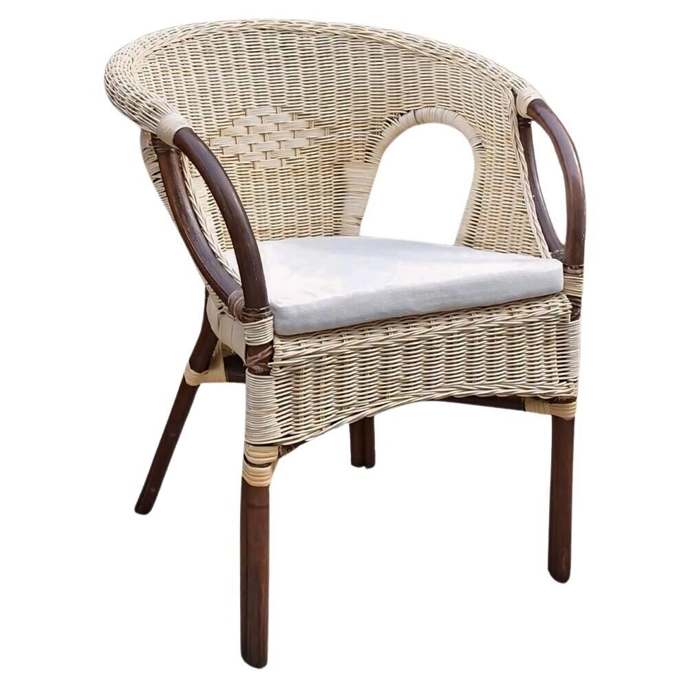 Salotto Mandolino in vimini color noce con 1 divanetto, 2 poltrone, 1 tavolino
