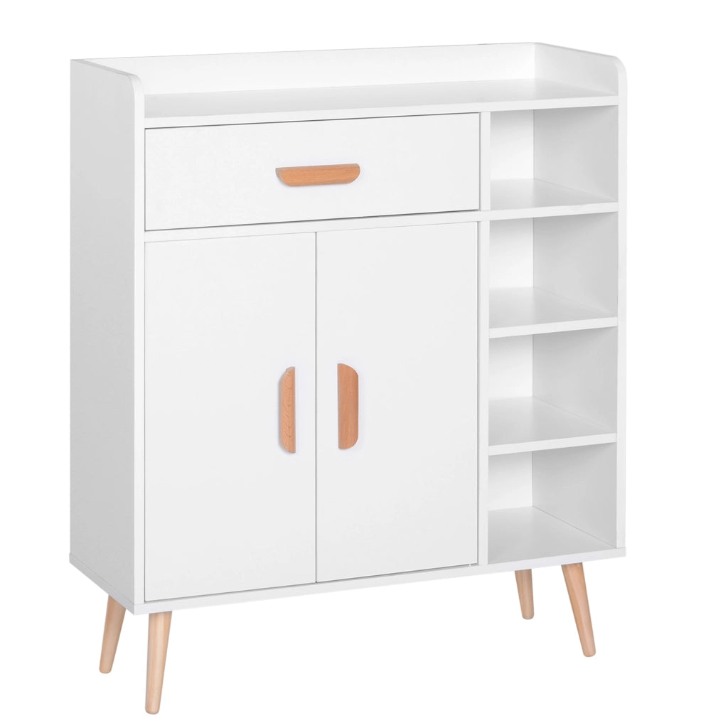 EasyComfort Credenza Moderna con Armadietto e Cassetto, Mobile Multiuso in Legno per Cucina e Salotto, 80 x 29.5 x 96cm Bianco
