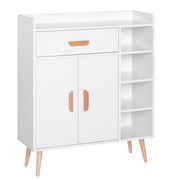 EasyComfort Credenza Moderna con Armadietto e Cassetto, Mobile Multiuso in Legno per Cucina e Salotto, 80 x 29.5 x 96cm Bianco
