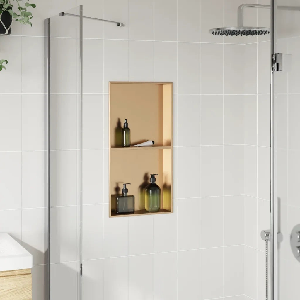 Nicchia per Doccia Oro Spazzolato 32x62x9cm in Acciaio Inox CFW2772719