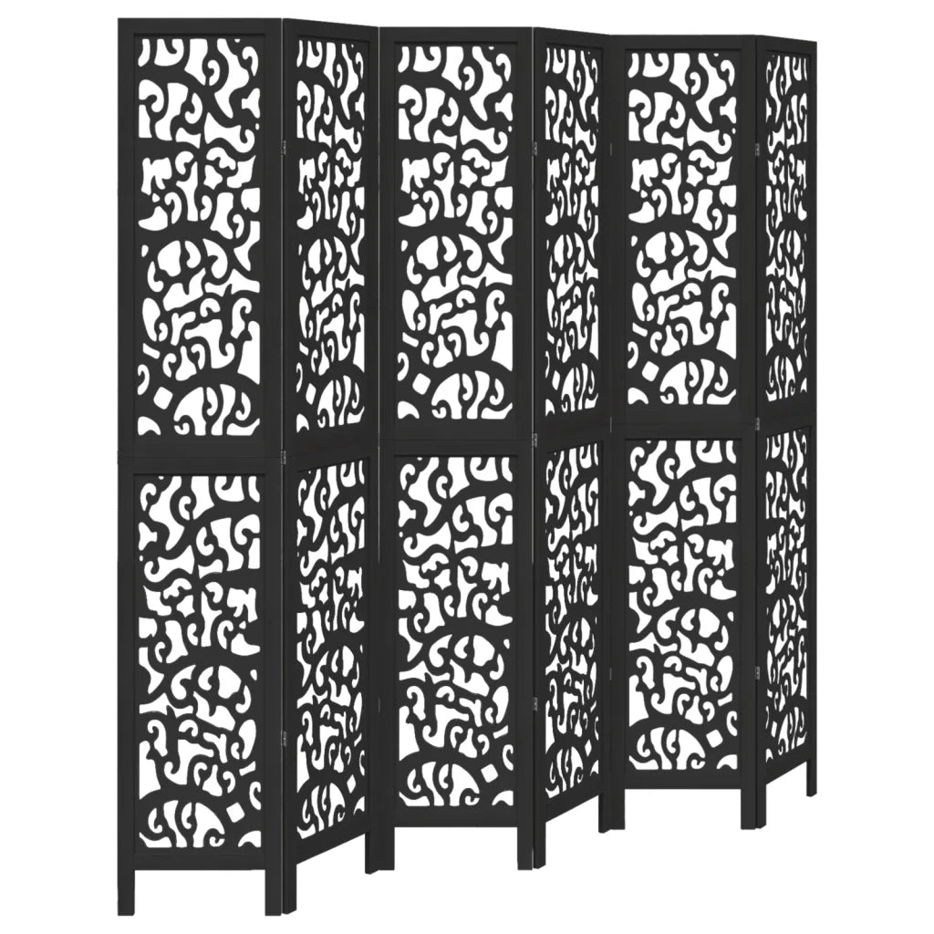 Divisorio Ambienti | Divider per stanze | Paravento 6 Pannelli Nero Legno Massello di Paulownia