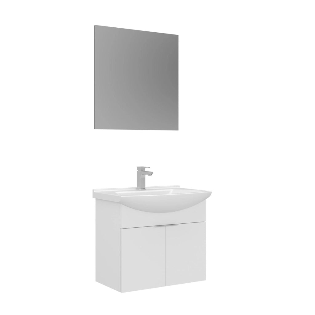 Set mobile lavabo con specchio (2 pezzi) "Purus 65" - 65 x 50 x 58 cm - Bianco