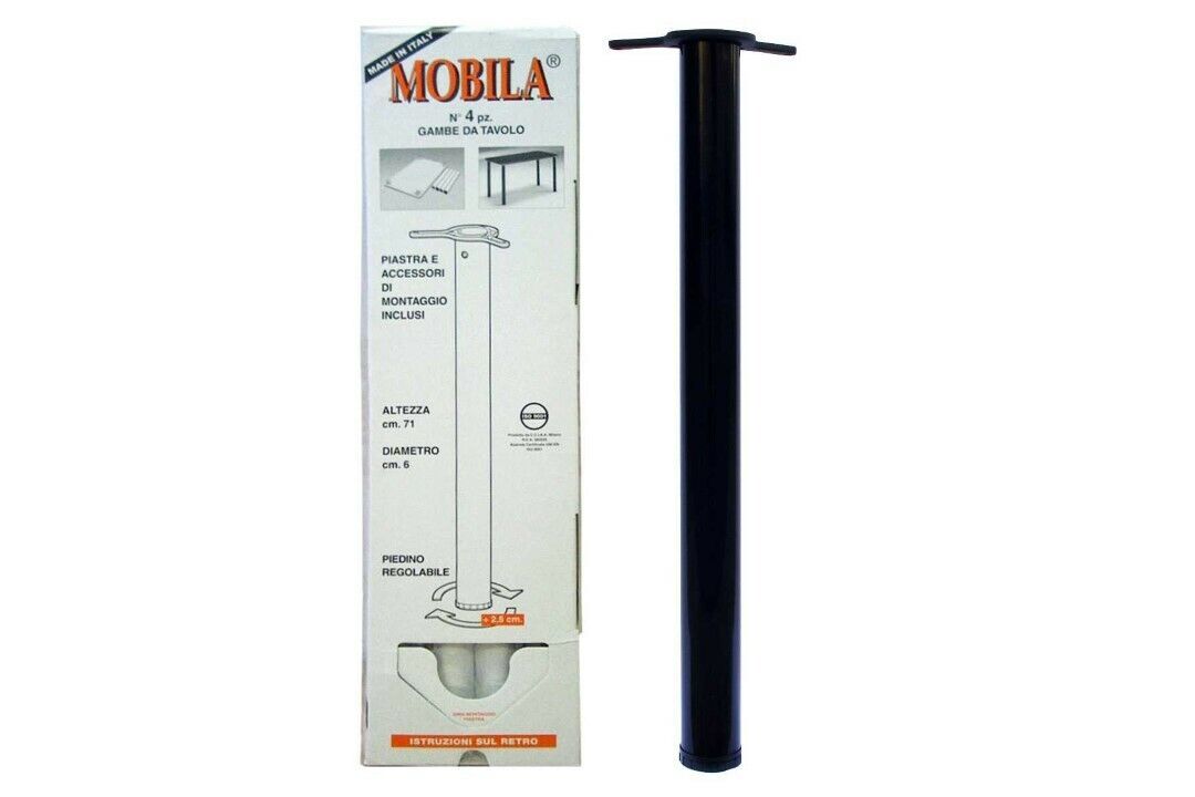 Set Gambe Tavolo Nere 60X710 Pezzi 4 - Masidef