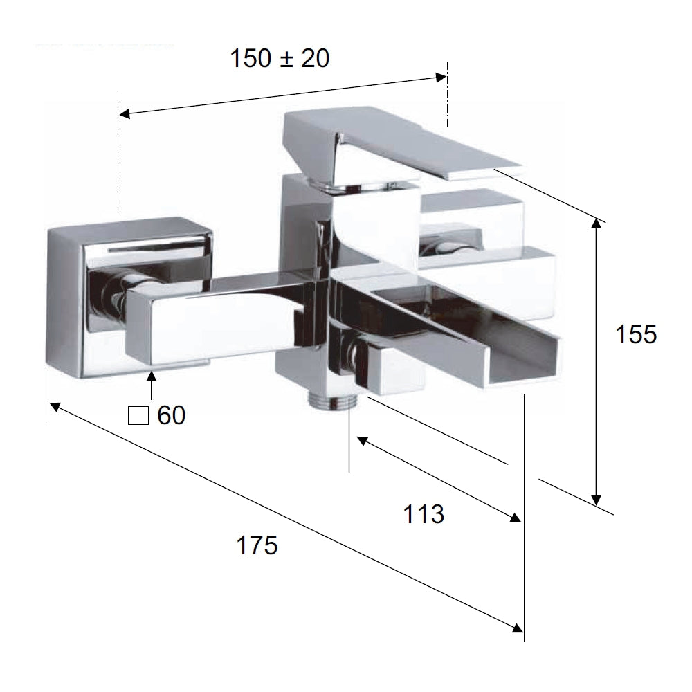 Rubinetto vasca - serie qubika cascata.