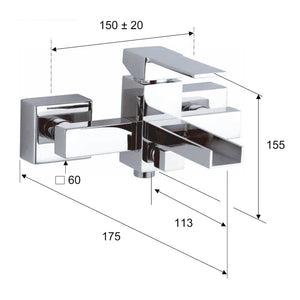 Rubinetto vasca - serie qubika cascata.