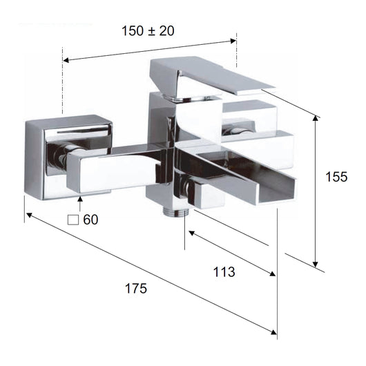 Rubinetto vasca - serie qubika cascata.