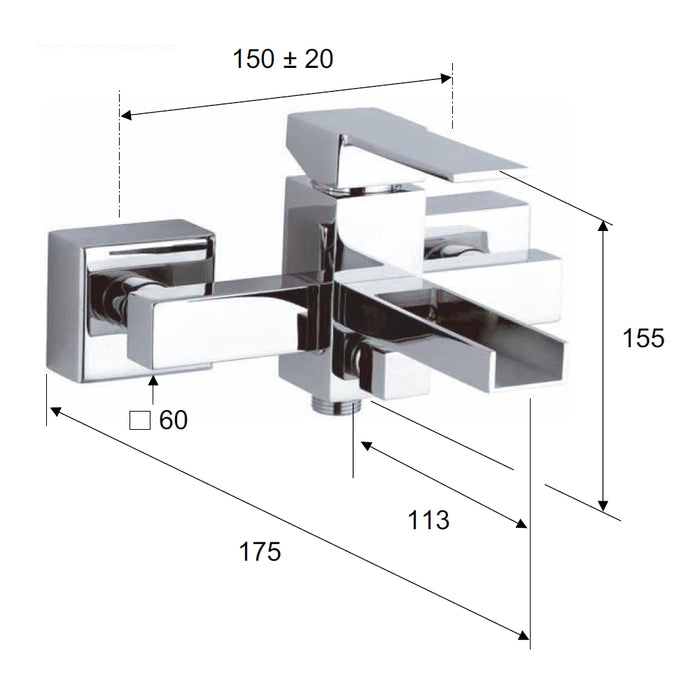 Rubinetto vasca - serie qubika cascata.