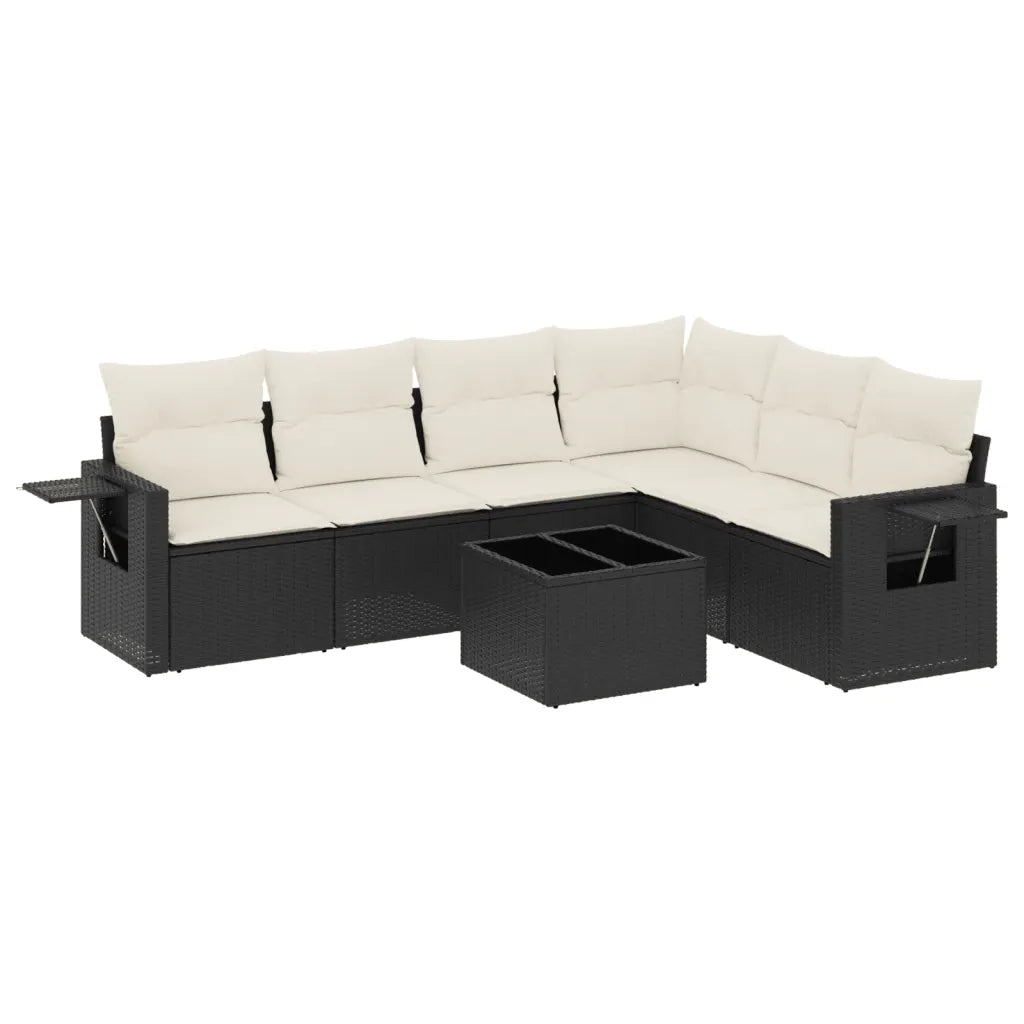Set Divani da Giardino con Cuscini 7pz Nero Polyrattancod mxl 90713