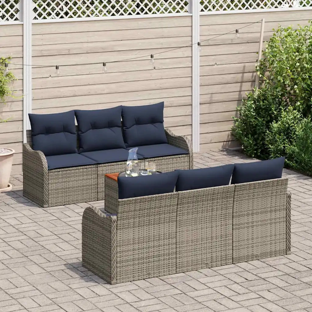 Set Divano da Giardino 7 pz Grigio polyrattan 3347402