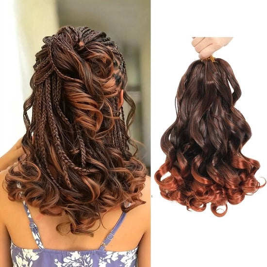 Estensioni capelli in velluto 12 pollici - Friseur capelli a ciocche francesi - 8 pacchi - Capelli in velluto sintetici - Capelli in velluto bouncy - Adatti a diversi stili - Estensioni capelli