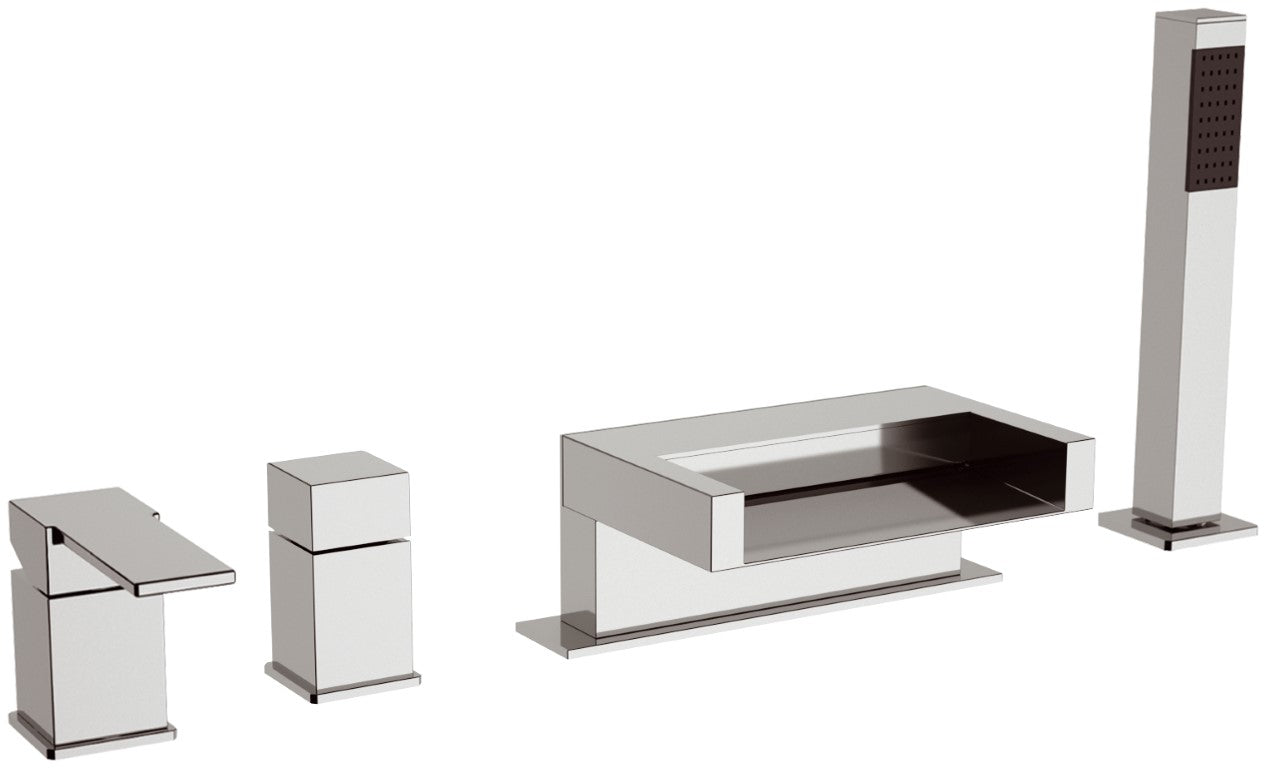 Rubinetto bordo vasca con deviatore - serie qubika cascata