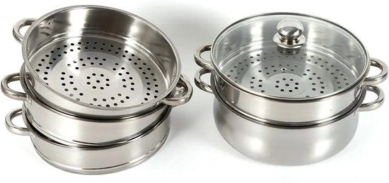 Set di Pentole a Vapore - 5 Pezzi - Ø 26 cm - Pentola a Vapore - Stoviglie - Cottura a Vapore