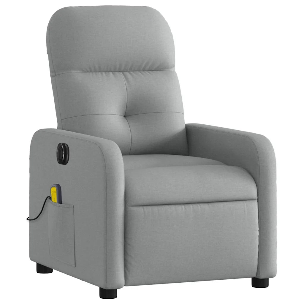 Poltrona Reclinabile Massaggio Elettrica Grigio Chiaro Tessuto 3206786