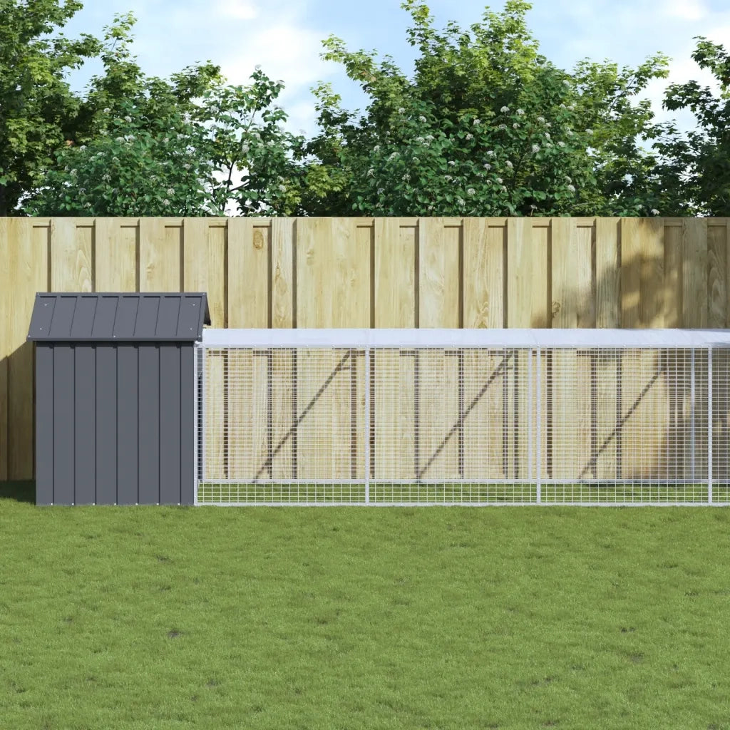 Pollaio con Area Corsa Antracite 117x609x123 cm Acciaio Zincatocod mxl 117874