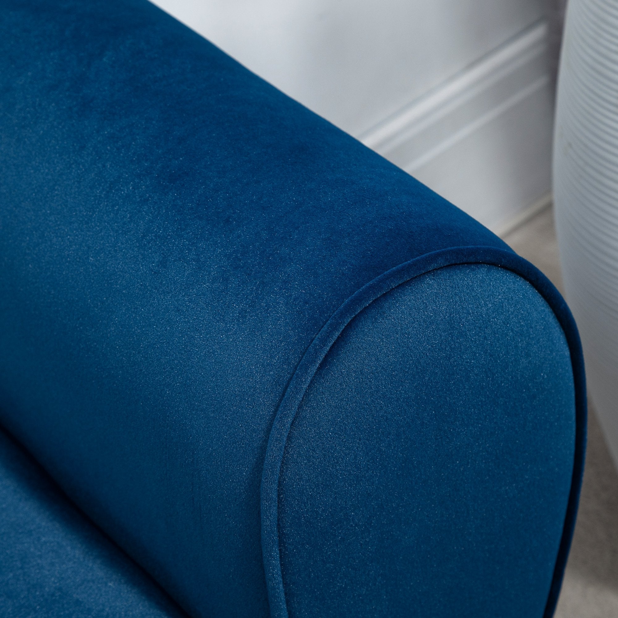 Panca Pouf Contenitore Imbottita 118x42x66 cm in Tessuto Blu