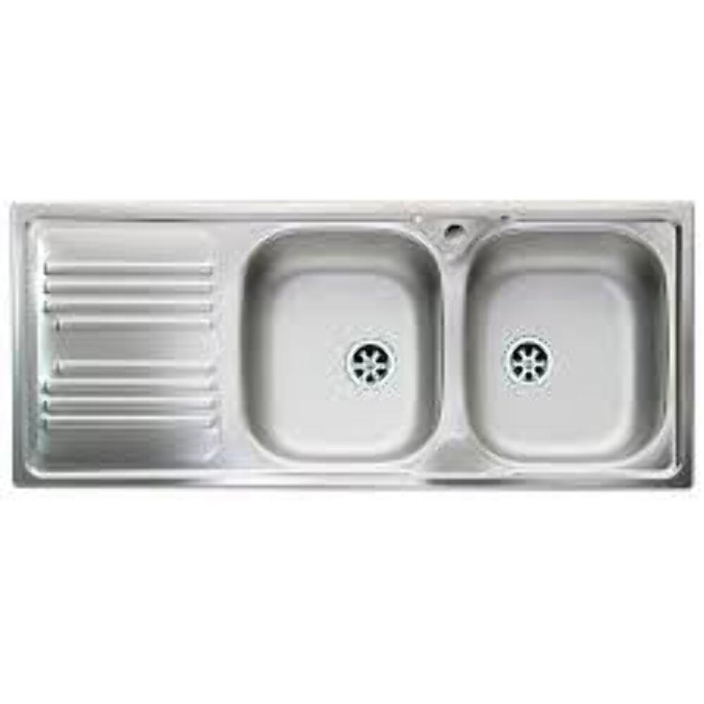 Lavello Incasso 2 Vasche + Gocciolatoio 50X116Cm Dx - Mabel
