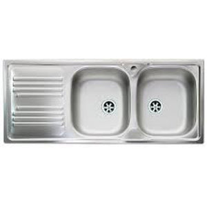 Lavello Incasso 2 Vasche + Gocciolatoio 50X116Cm Dx - Mabel
