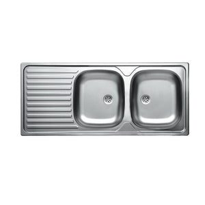 Lavello Incasso 2 Vasche + Gocciolatoio 50X116Cm Sx - Mabel