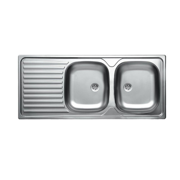 Lavello Incasso 2 Vasche + Gocciolatoio 50X116Cm Sx - Mabel