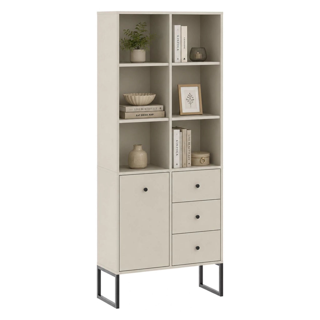 Madia Lerena, Credenza 3 Cassetti, 77x33x180h cm Beige Cashmere