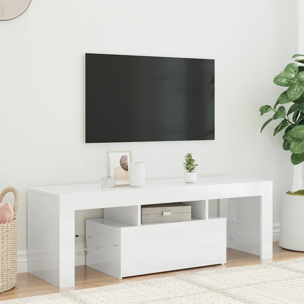 Mobile Porta TV con Luci LED Bianco Lucido 120x35x40 cm 804352