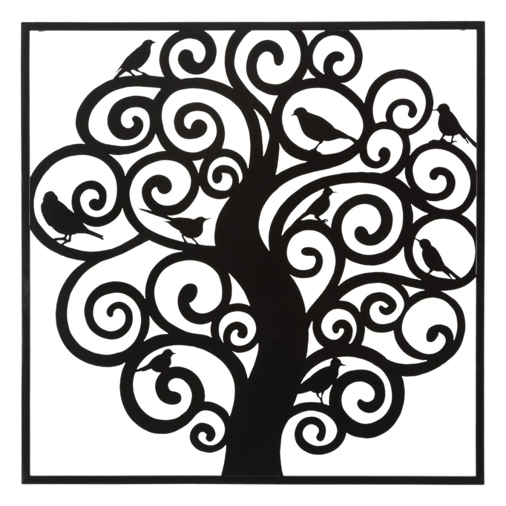 Decorazione in Metallo Albero 2, Nero, Metallo, 70x1x70 cm