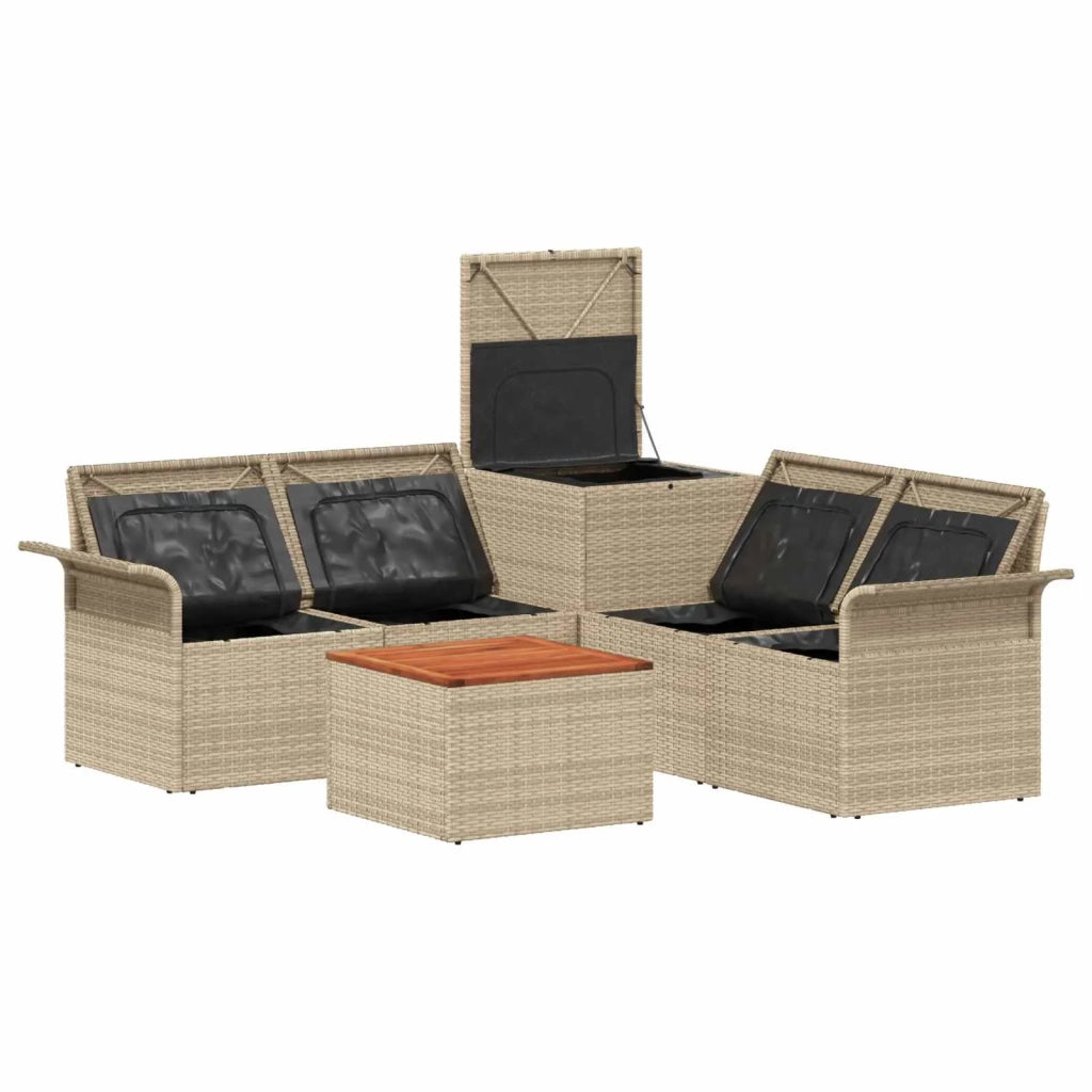 Set di divani 6 pz 4-Numero di posti Beige e Grigio Chiaro 3447095