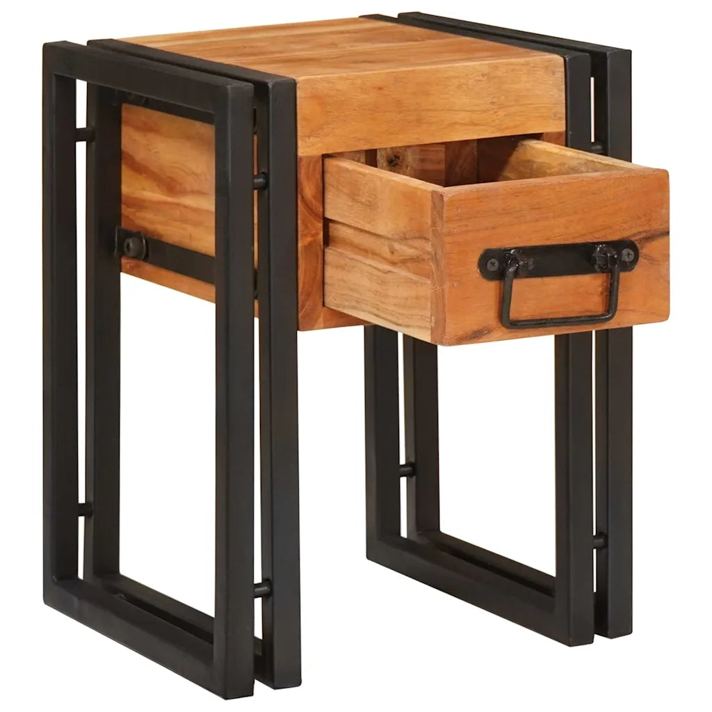 Tavolino con cassetto 30 x 30 x 40 cm Legno di Acacia Massello 4016717