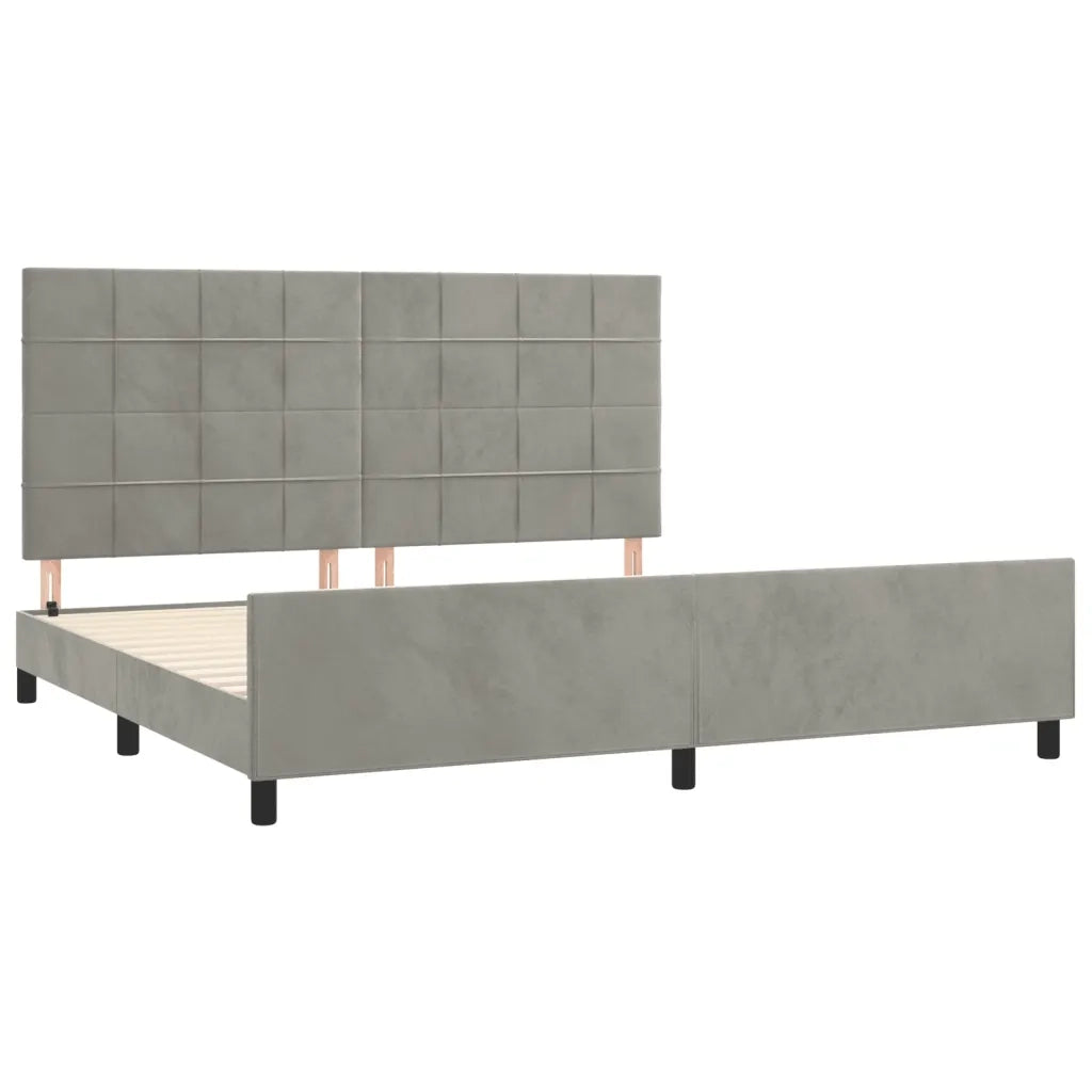 Giroletto con Testiera Grigio Chiaro 200x200 cm in Velluto cod mxl 49264