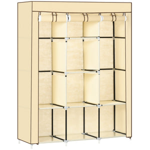 Armadio  Guardaroba da Campeggio 125x43x162,5 cm 8 Ripiani in Tessuto Beige