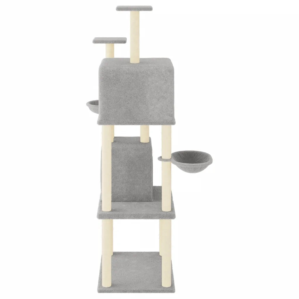 Albero per Gatti con Tiragraffi in Sisal Grigio Chiaro 180 cm