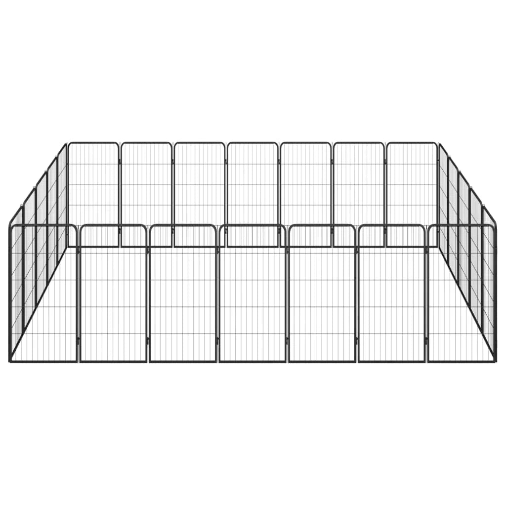 Recinto per cani con 24 pannelli 50 x 100 cm acciaio verniciato a polvere nero 02_0043622