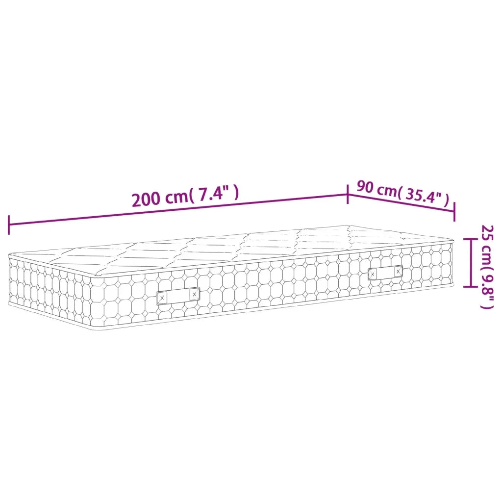 Materasso a Molle Insacchettate-Materasso per letto Medio Rigido 90x200 cm 802328