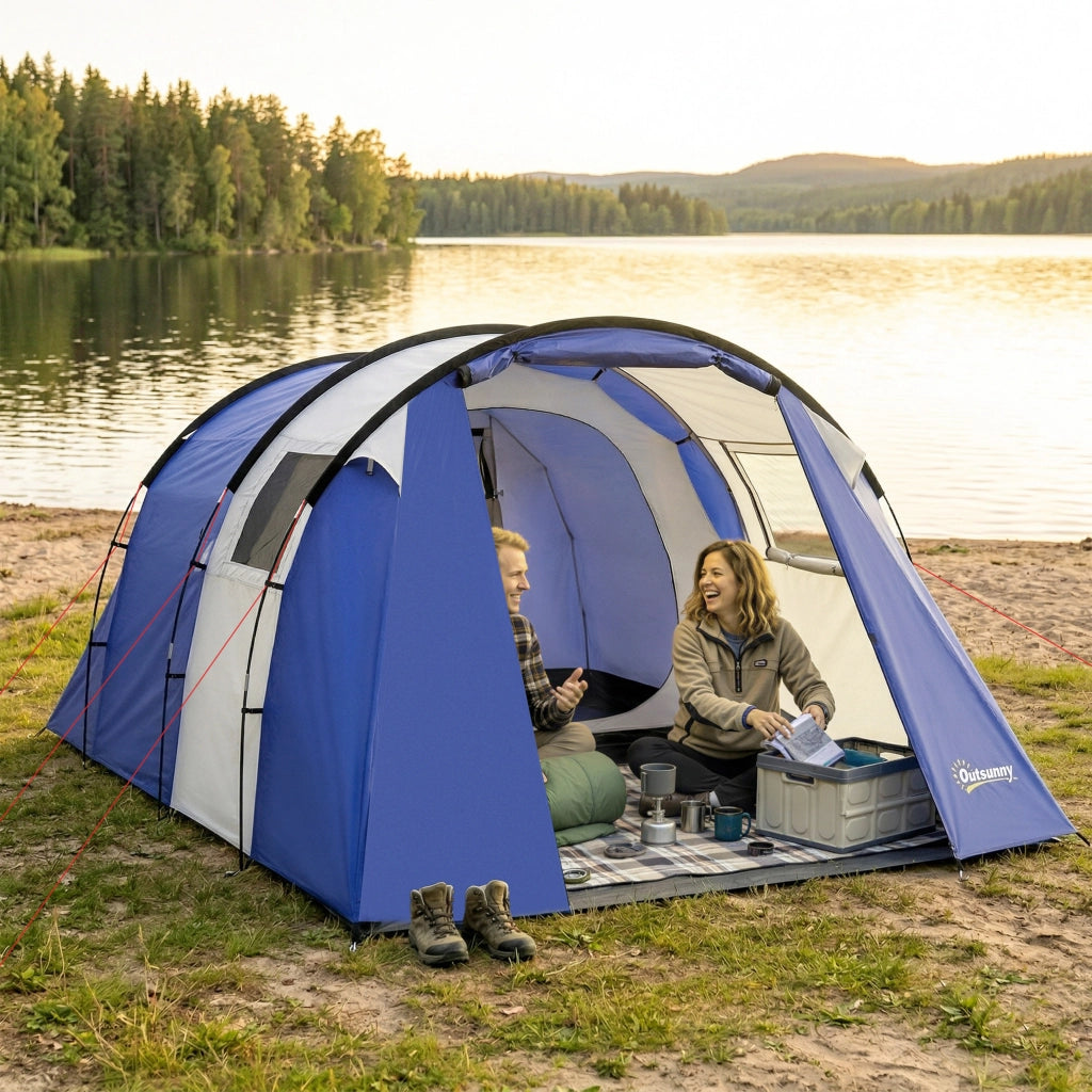 Tenda da Campeggio 4 Persone 2 Camere ¨C Minimal ¨C Blu Scuro 420x300x200cm