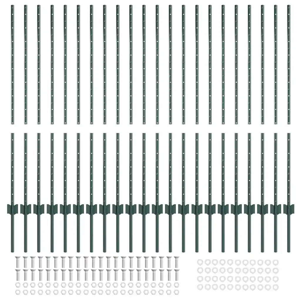 Palo della recinzione 22 pz Verde 160 cm Acciaio CFW3343350